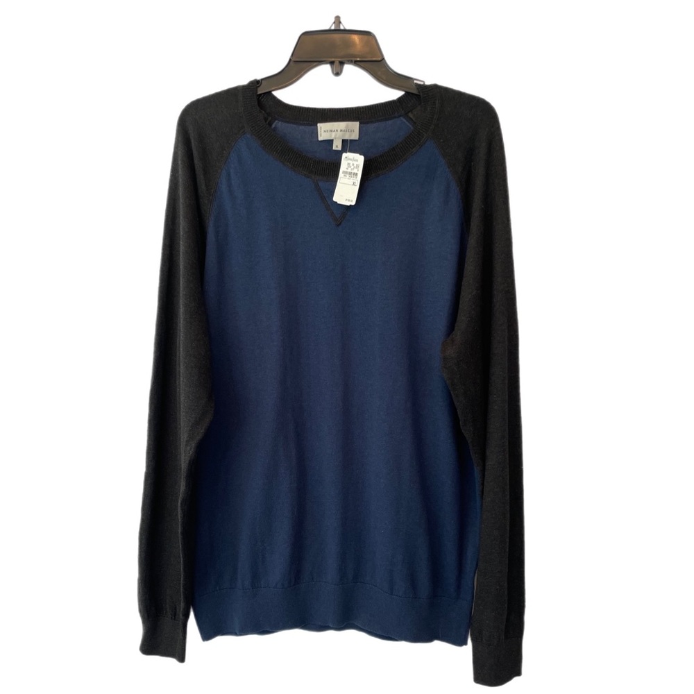 Neiman Marcus Blue and Black Men's Cardigan Sweater